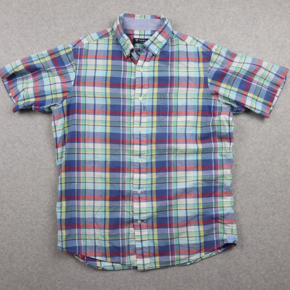 Cremieux Classics Shirt Mens Medium Casual Pocket Button Up Plaid Short Sleeve